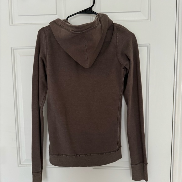 Brown V-Neck Hooded Sweater - Picture 3 of 3
